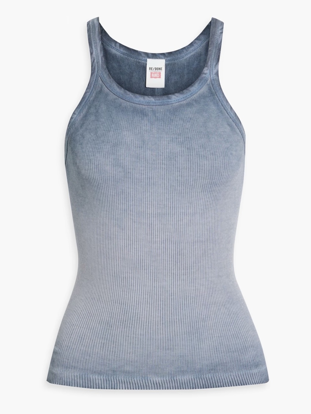 Re/Done Hanes Women’s Ribbed High-Neck Tank Top - Light Gray Ombré, Small